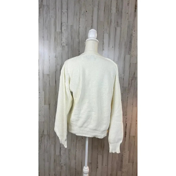 Vintage Aspetcuk Trading Co. Women's‎ XL White V-Neck Knit Pullover Sweater - Picture 5 of 7